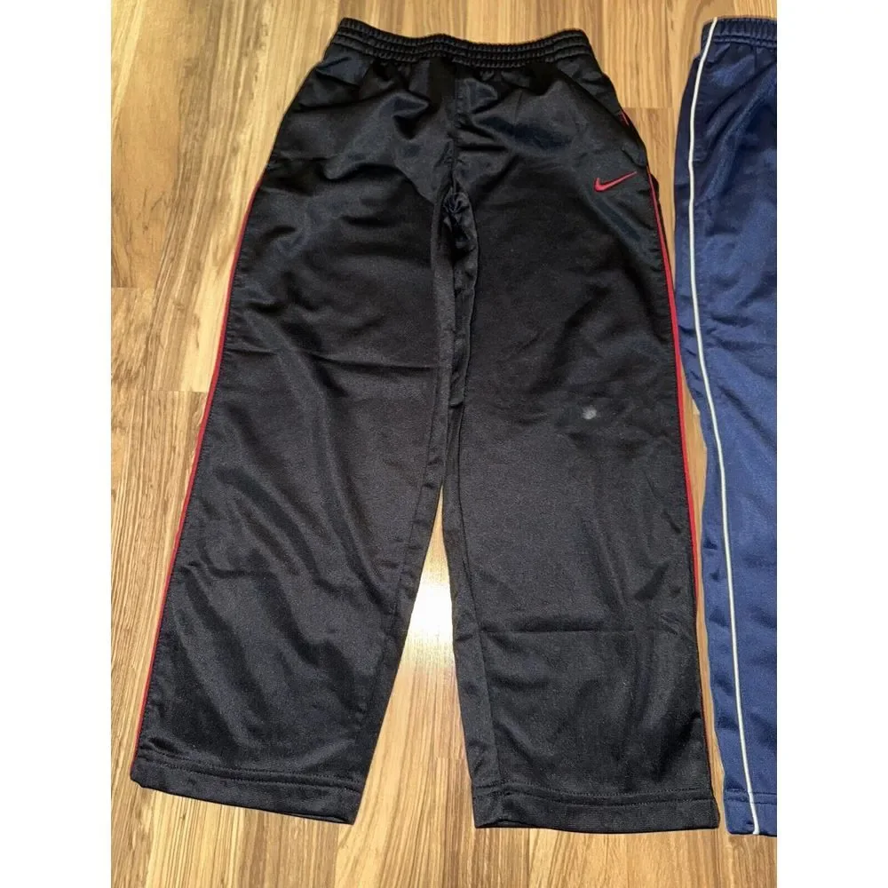 Nike Boys‎ Sweatpants Sz 6 Y2K Wide Leg Dri-fit Navy Blue EUC Black Worn Knee